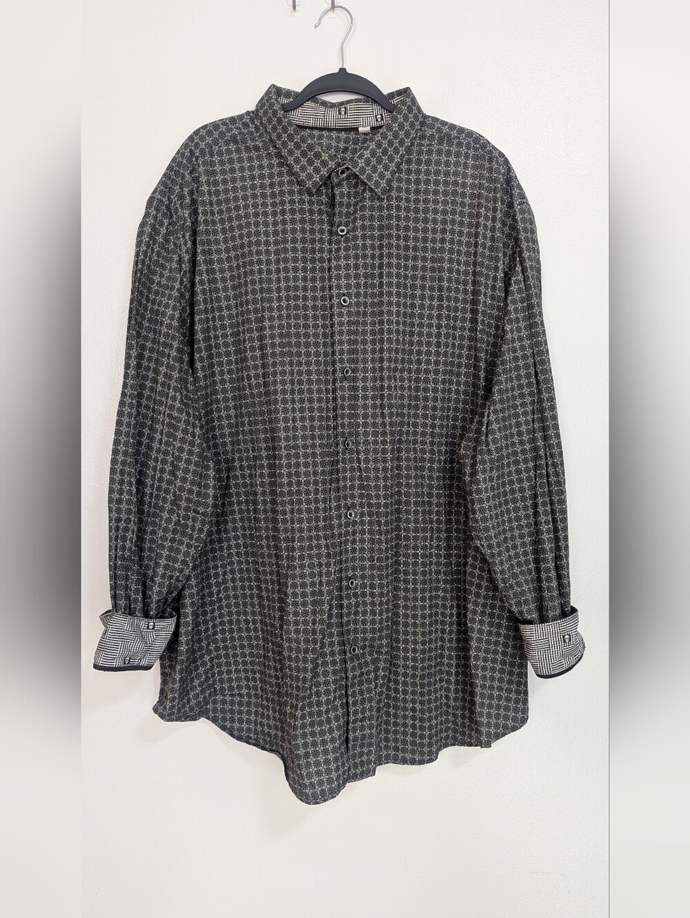 Robert Graham Size 4XLT Black Geometric Button Down Skull Print Contrast Cuffs